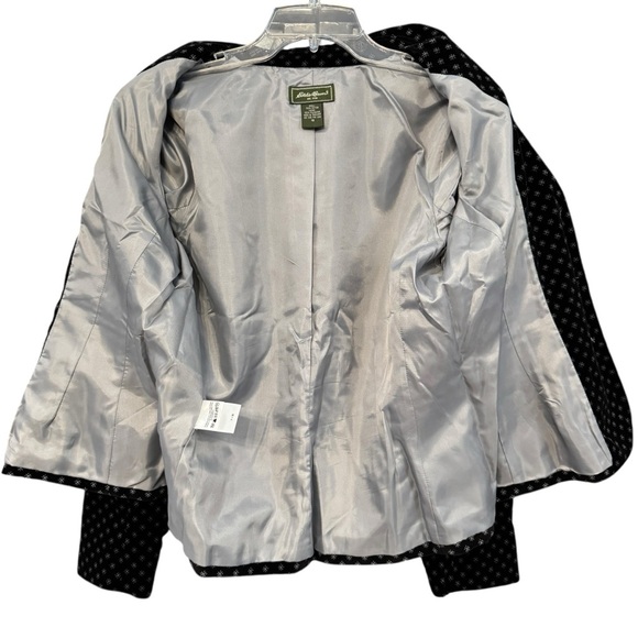 Eddie Bauer Size 10 Black Velvet Patterned Blazer - Picture 4 of 8